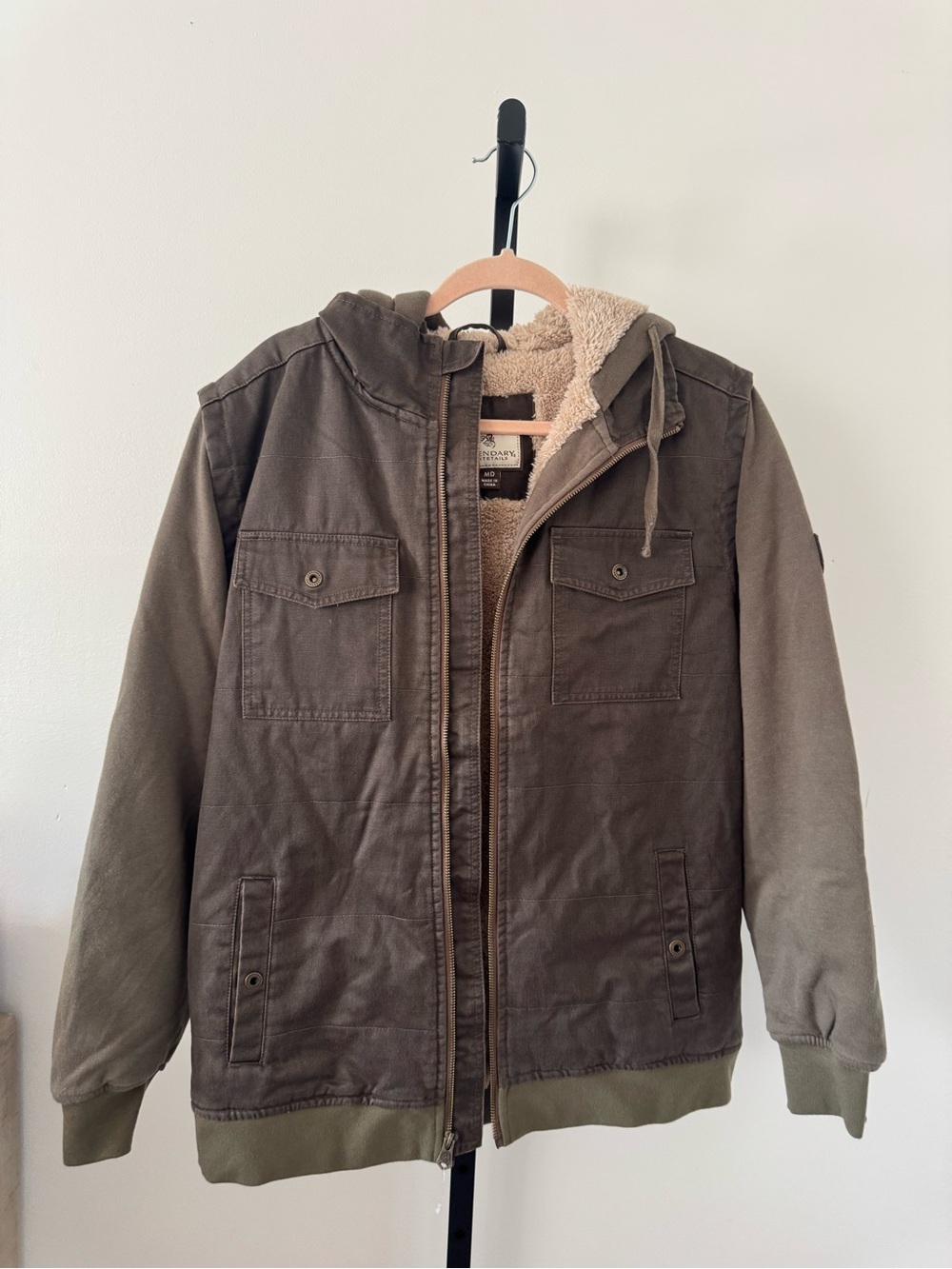 Legendary Whitetails Olive Hooded Sherpa-Lined Field Jacket